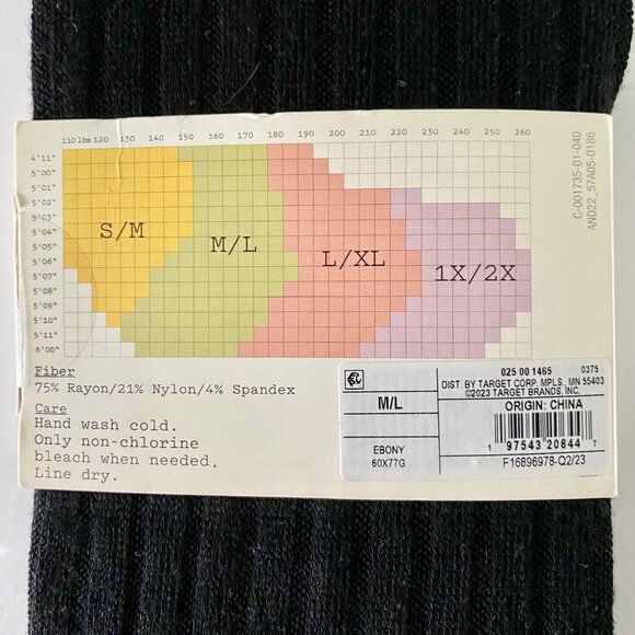 A New Day Sweater Tights Ribbed Black M-L NEW NWT - Picture 2 of 6